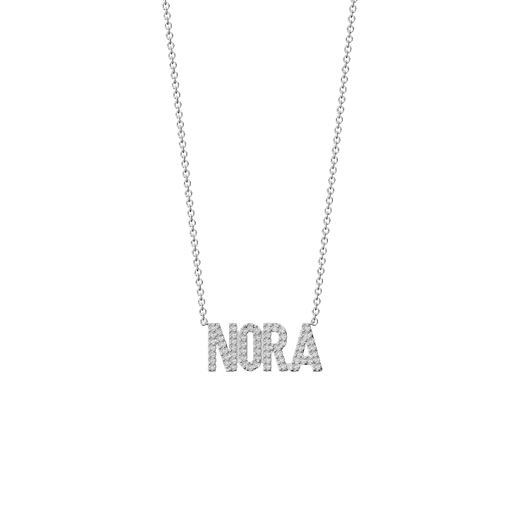 Rhodium Plated Silver Signature Name Necklace AW24N002RD