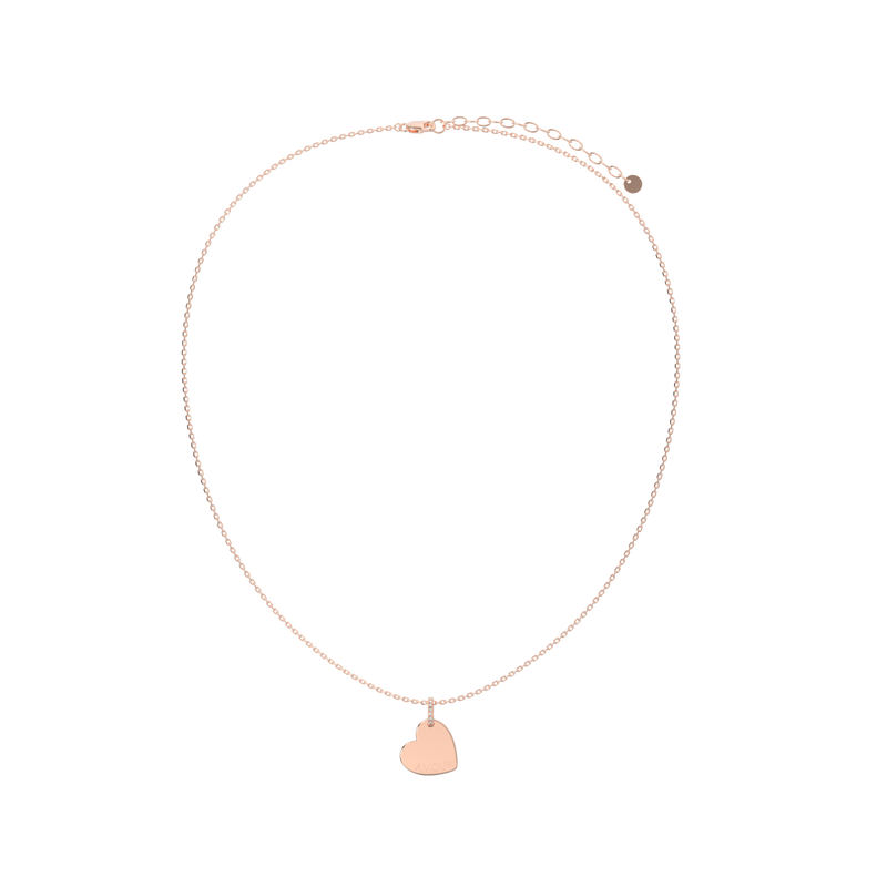 18K Rose Gold Plated Silver Heart Engravable Necklace SS25N001H