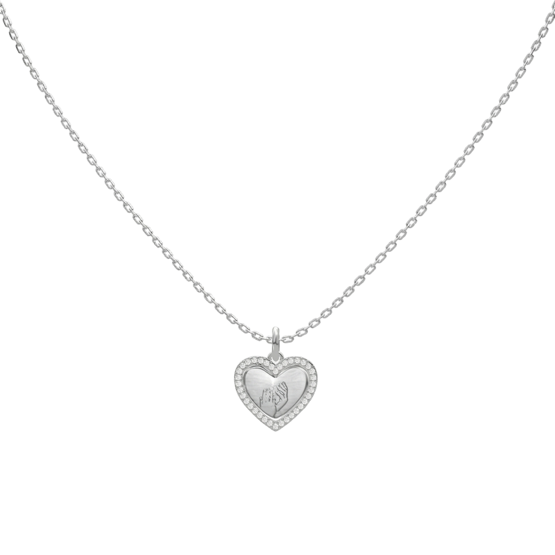 Rhodium Plated Heart MemoraCarve Necklace SN028