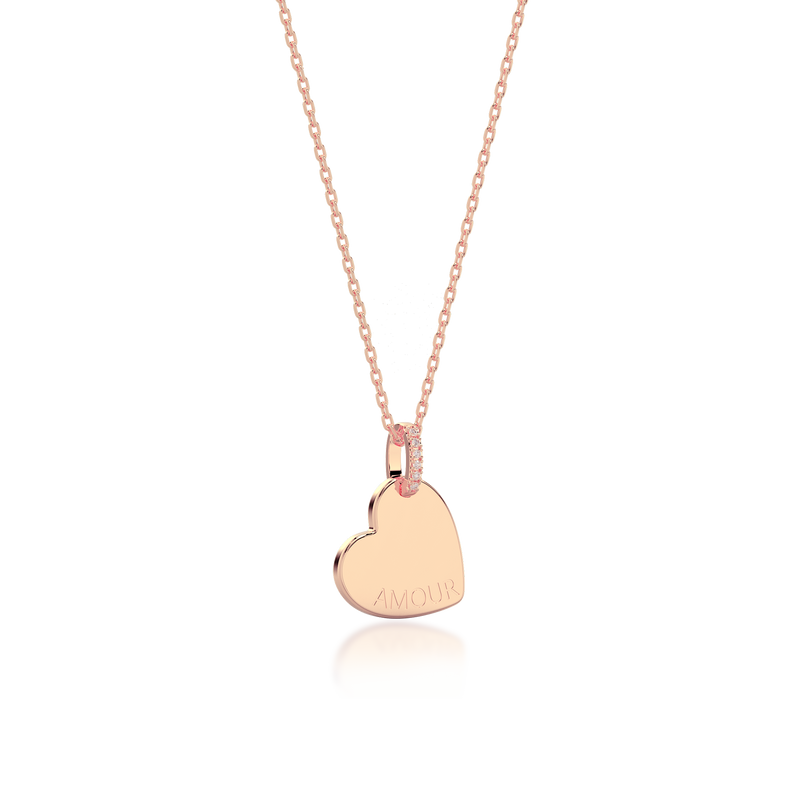 18K Rose Gold Plated Silver Heart Engravable Necklace SS25N001H