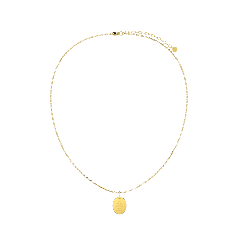 18K Gold Plated Silver Oval Engravable Necklace SS25N001O