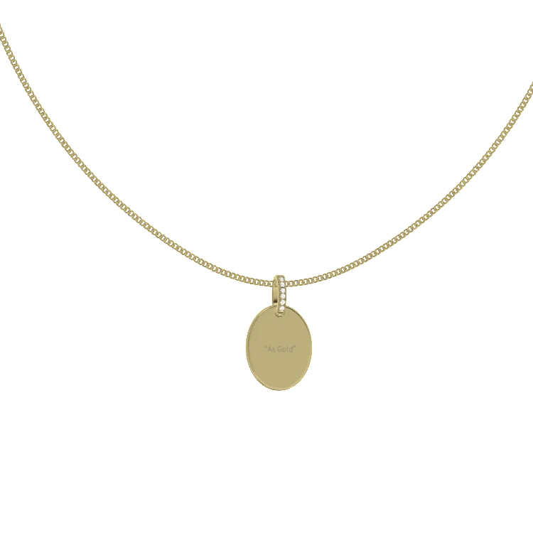18K Gold Plated Silver Oval Engravable Necklace SS25N001O
