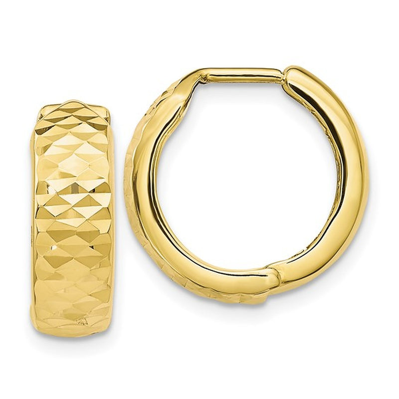14k Yellow or Rose Gold Hinged Huggie Hoop Earrings (5mm), 1/2 inch (12mm) - LooptyHoops