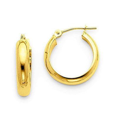 14k Yellow Gold Flat Hoop Earrings, (3.5mm) 0.6 inch (15mm) - LooptyHoops