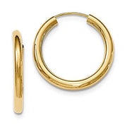 14k Yellow Gold Endless Hoop Earrings (3mm), 25-36mm - LooptyHoops