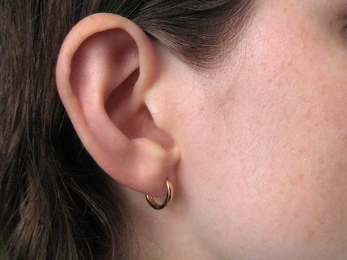 14k Rose Gold Hidden Post Hinged Huggie Hoop Earrings 0.5in (12mm) - LooptyHoops