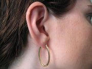 14k Yellow Gold Square Tube Oval Hoop Earrings, 31mm x 18mm (2mm Tube) - LooptyHoops
