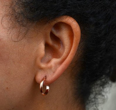 14k Rose Gold Flat Interior Hoop Earrings (2.75mm), 0.6 inch (15mm) - LooptyHoops