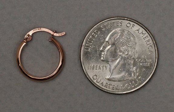 14k Rose Gold Flat Interior Hoop Earrings (2.75mm), 0.6 inch (15mm) - LooptyHoops