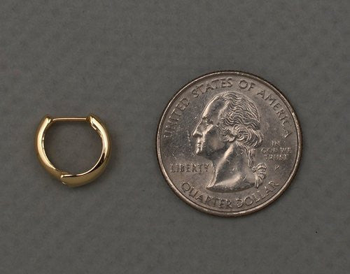 14k Yellow or Rose Gold Hinged Huggie Hoop Earrings (5mm), 1/2 inch (12mm) - LooptyHoops