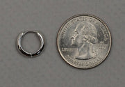 14k White Gold Hinged Huggie Hoop Earrings (3mm) 1/2 inch (12mm) - LooptyHoops