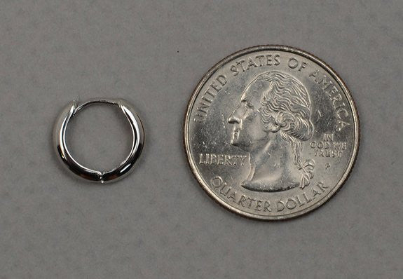 14k White Gold Hinged Huggie Hoop Earrings (3mm) 1/2 inch (12mm) - LooptyHoops