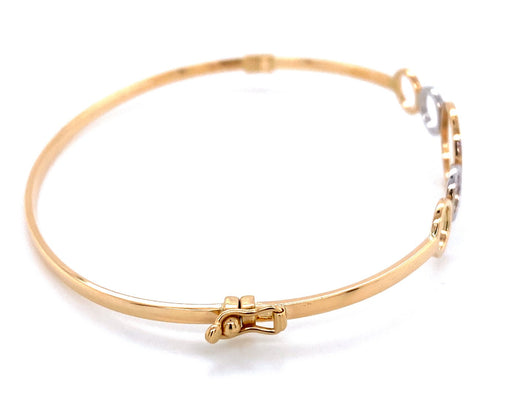 14k Yellow and White Gold Hinged Bangle Bracelet - LooptyHoops