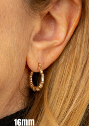14k Yellow Gold Bamboo Hoop Earrings, All Sizes - LooptyHoops