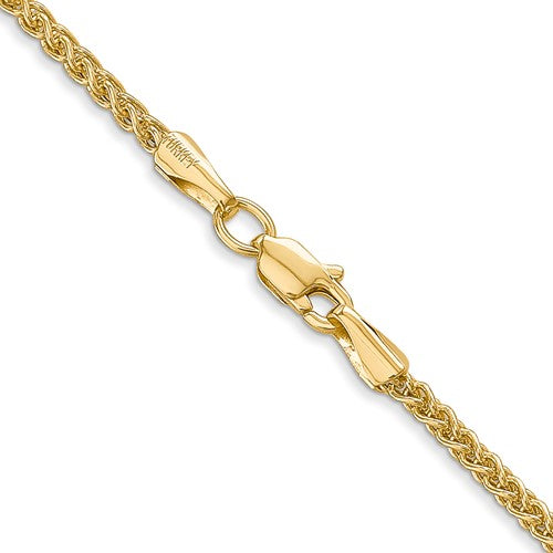 14k Yellow Gold 2mm Thick Semi-Solid Wheat Chain - LooptyHoops
