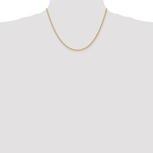 14k Yellow Gold 2mm Thick Semi-Solid Wheat Chain - LooptyHoops