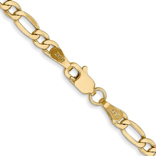 14K Large Link Open Figaro Chain, 14K Yellow