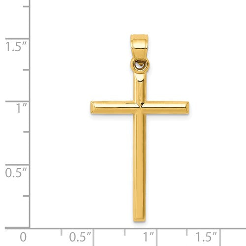 14k Yellow Gold Simple Classic Cross Pendant Charm - LooptyHoops
