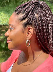 14K Yellow Gold Thick Tube Hoop Earrings with Click-Down Clasp, (6mm Tube) 35mm - LooptyHoops