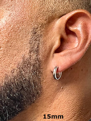 14k White Gold Hinged Huggie Hoop Earrings (3mm) 1/2 inch (12mm) - LooptyHoops