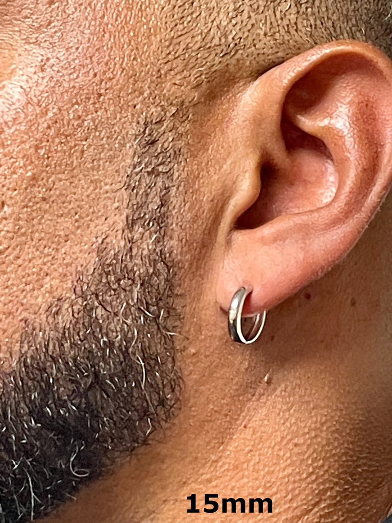 14k White Gold Hinged Huggie Hoop Earrings (3mm) 1/2 inch (12mm) - LooptyHoops