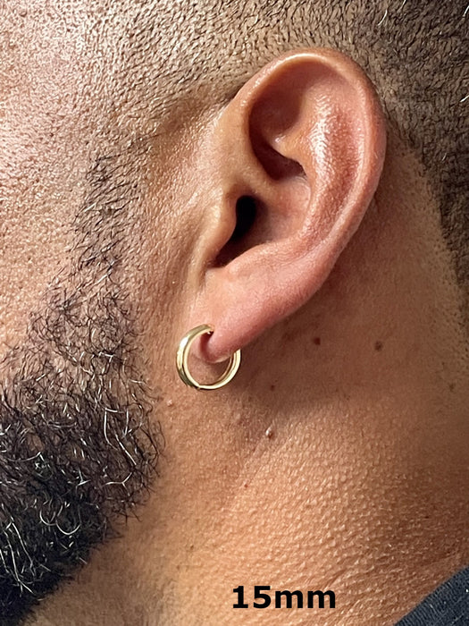 Small 14k Yellow Gold Wide Hinged Huggie Hoop Earrings