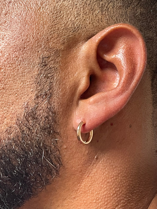 Small 14K Rose Gold Hinged Huggie Hoop Earrings, .60 In (15mm) (2.5mm Tube) - LooptyHoops