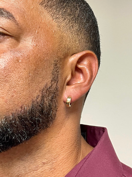 Huggie Hoop Real Gold Hoops For Men 14k Solid White Gold Hoop