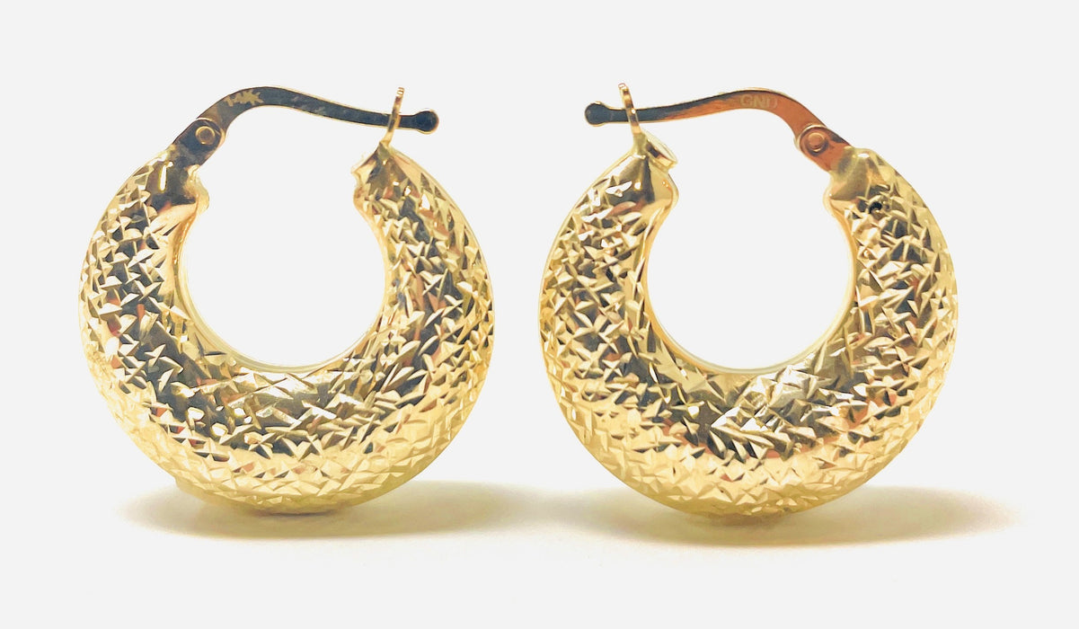 14K Yellow Gold Thick Diamond Cut Hoop Earrings - 4mm Tube - LooptyHoops