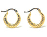 14k Yellow Gold Diamond Cut Textured Hoop Earrings (2mm), 15mm - LooptyHoops