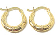 14k Yellow Gold Floral Stamped Lightweight Hoop Earrings (3mm), 15mm - LooptyHoops