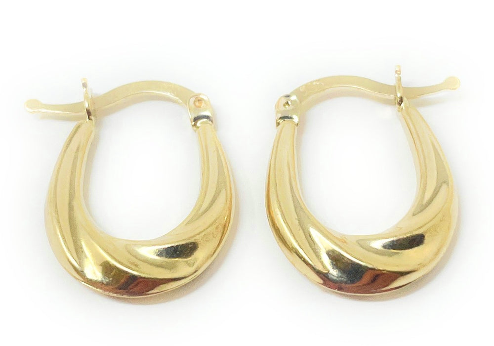14K Gold Small Twisted Oval Hoops, 17mm - LooptyHoops