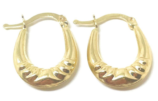 14K Gold Small Shrimp Oval Hoops, 17mm - LooptyHoops
