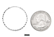 14K White Gold Diamond Cut Square Tube Continuous Endless Hoop Earrings (1.35mm), All Sizes - LooptyHoops