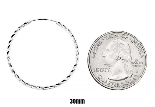 14K White Gold Diamond Cut Square Tube Continuous Endless Hoop Earrings (1.35mm), All Sizes - LooptyHoops