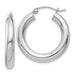 Sterling Silver Rhodium-plated 4mm Round Hoop Earrings - LooptyHoops