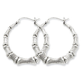 Sterling Silver Bamboo Hoop Earrings, All Sizes - LooptyHoops