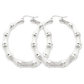 Sterling Silver Bamboo Hoop Earrings, All Sizes - LooptyHoops