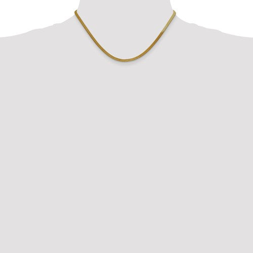 14K Yellow Gold 3mm Silky Herringbone Necklace - LooptyHoops