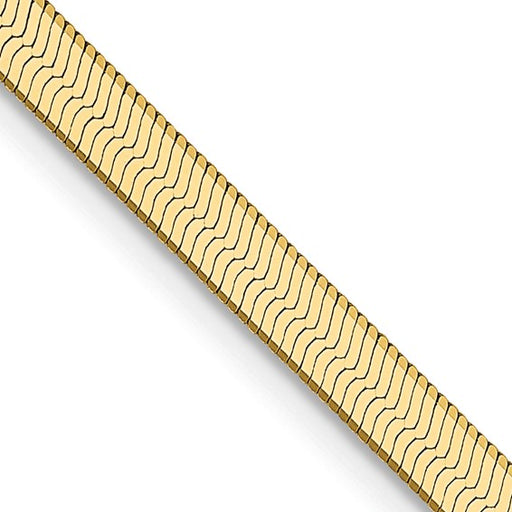 14K Yellow Gold 3mm Silky Herringbone Necklace - LooptyHoops