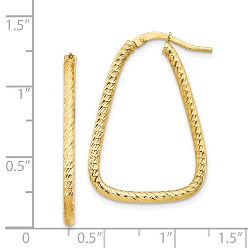14k Yellow Gold Triangle Diamond-Cut Twisted Hoop Earrings, 31mm - LooptyHoops