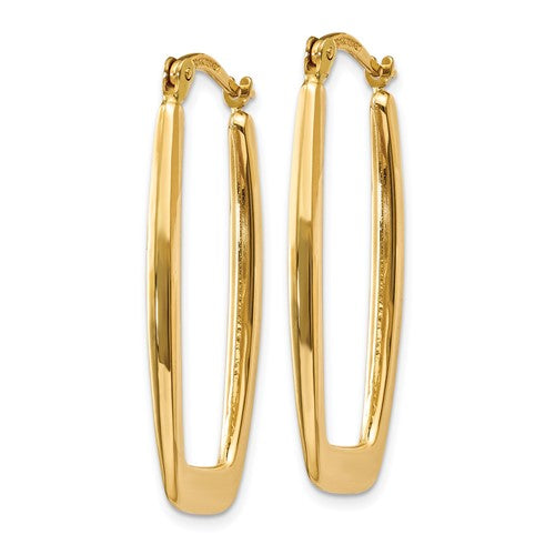 14k Yellow Gold Polished 2.25mm Thick Rectangle Hoop Earrings, 33mm - LooptyHoops