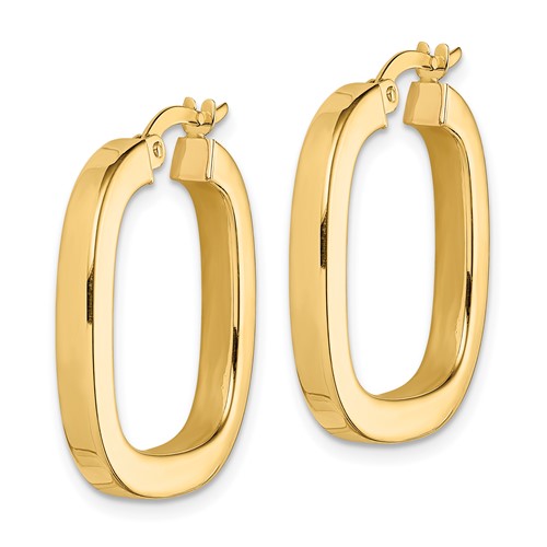14K Yellow Gold Square Hoop Earrings, 3mm Thick - LooptyHoops