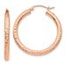 14k Rose Gold Thick Diamond Cut Hoop Earrings (3mm Thick), All Sizes - LooptyHoops