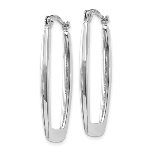 14k White Gold Polished 2.25mm Rectangle Hoop Earrings, 33mm - LooptyHoops