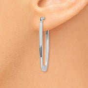 14k White Gold Polished 2.25mm Rectangle Hoop Earrings, 33mm - LooptyHoops
