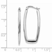 14k White Gold Polished 2.25mm Rectangle Hoop Earrings, 33mm - LooptyHoops