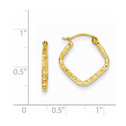 14K Yellow Gold Diamond Cut Squared Hoop Earrings, 17mm - LooptyHoops