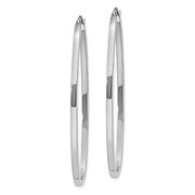 14K White Gold Oval Hoop Earrings w/ Square Tube, 1.2 In (31mm) (2mm Tube) - LooptyHoops