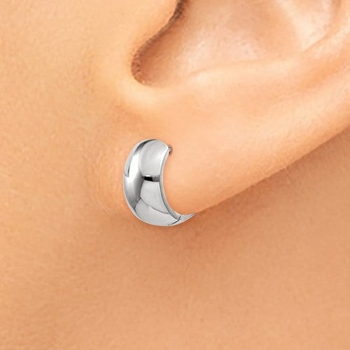 Small 14K Yellow or White Gold Wide Hinged Huggie Hoop Earrings .40 in (10mm) (6mm Wide) - LooptyHoops